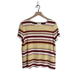 Sezane Andrei T-Shirt Red/Yellow Stripe Large